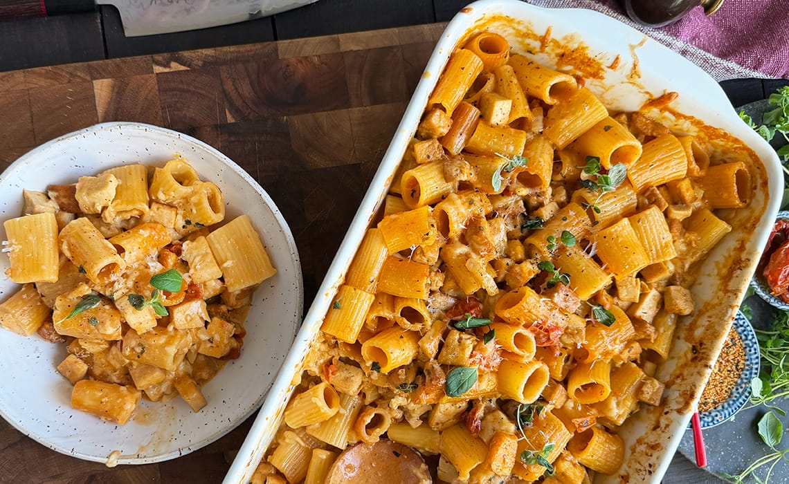 Vegaaninen arjen vuokaruoka marry me mec & cheese reseptejä yhdistellen.