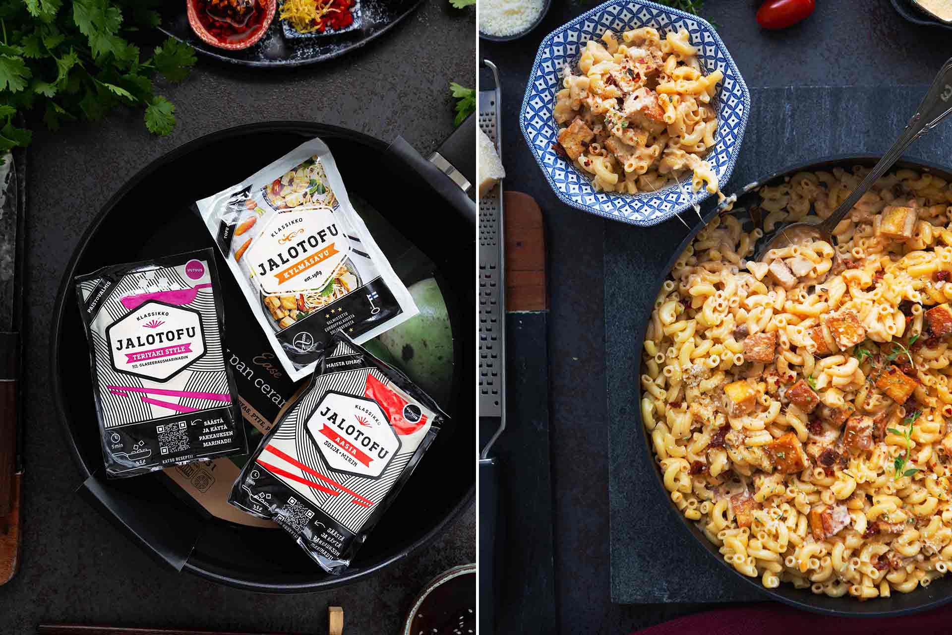 Marinoidut tofut sopivat loistavasti tofupastoihin.